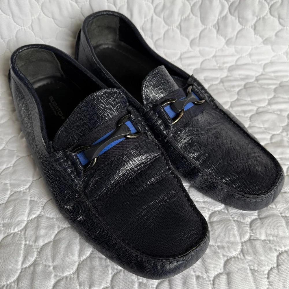 BUGATCHI Potenza Bit‎ Leather Driver Shoes Made in Italy Size 10.5